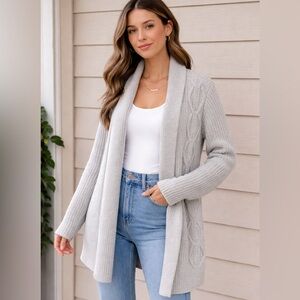 Barefoot Dreams CozyChic Open Front Cardigan – Medium – grey Neutral cozy warm